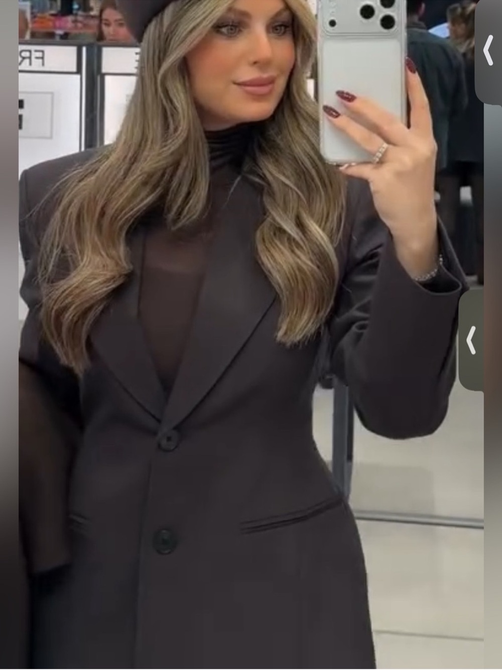 Zara Dark Brown Single-Breasted fitted Tailored Blazer